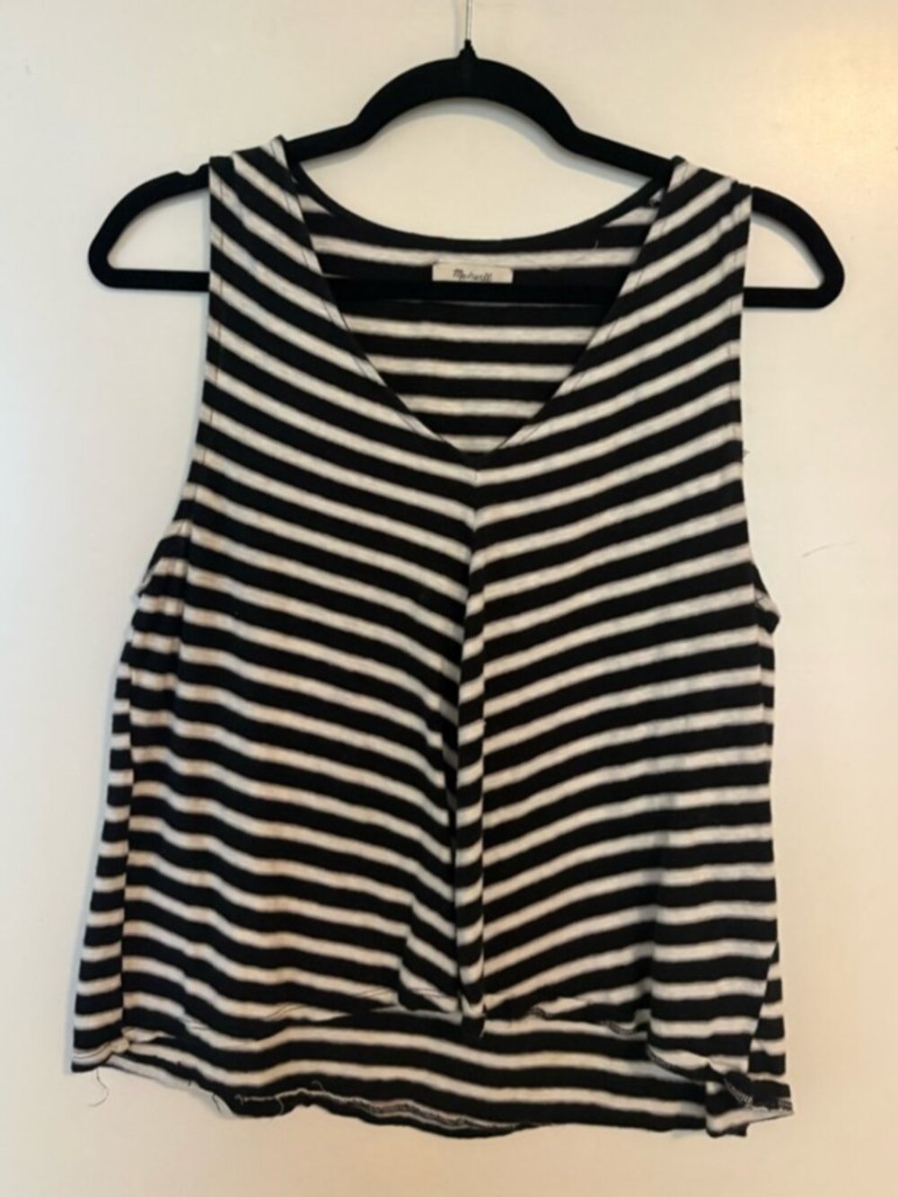 Black and White Sleeveless V-Neck Tank Top